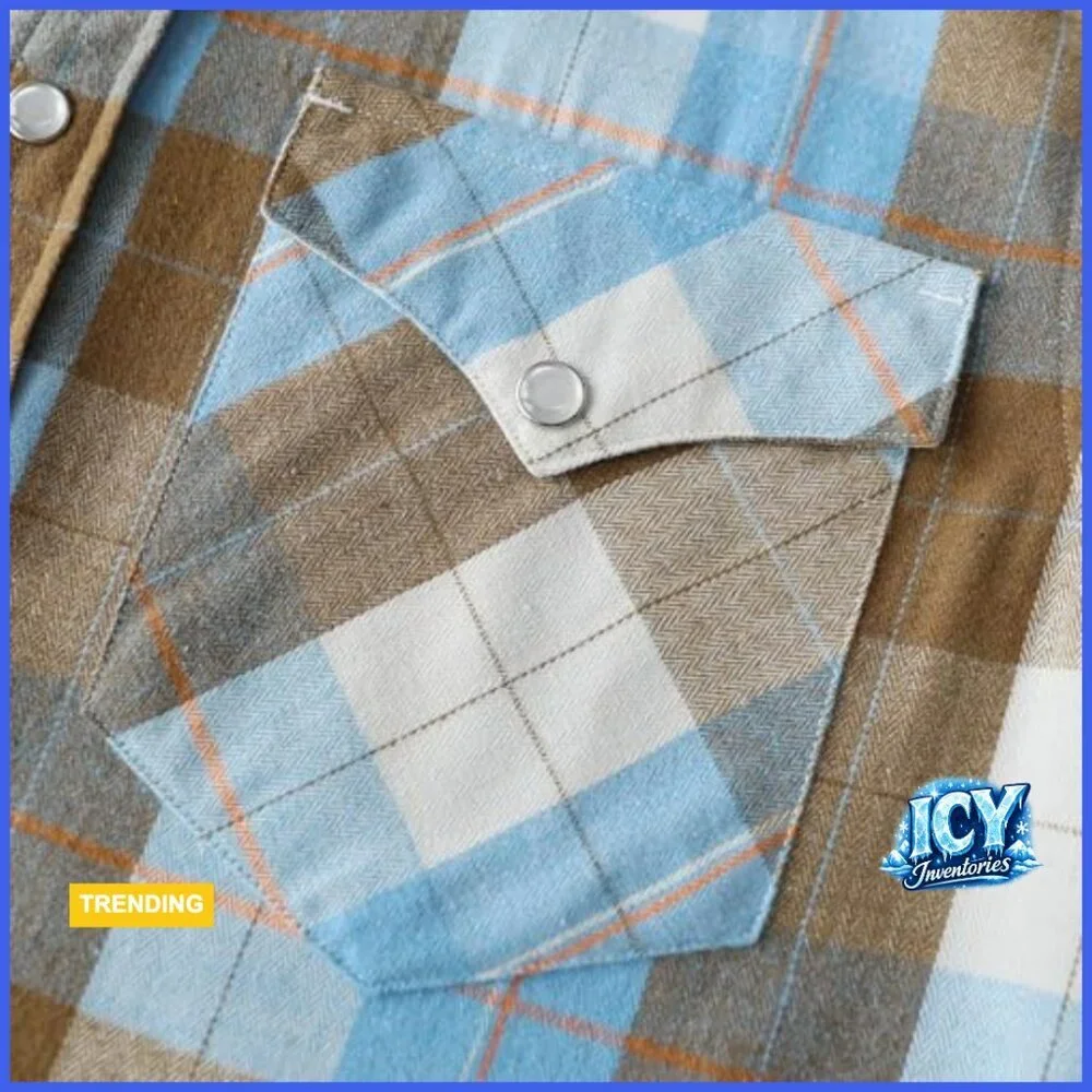 Men's Flannel Pearl Snap Western Shirt Long Sleeve Button Down